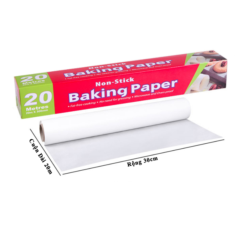 Cuộn 20m giấy nến nướng bánh, giấy sáp, giấy nướng bánh baking paper