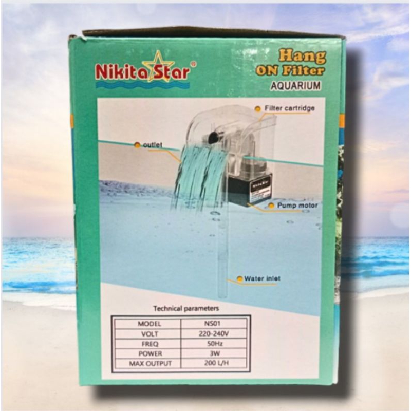 Pompa aquarium Gantung HANG ON FILTER NIKITA STAR NS 01