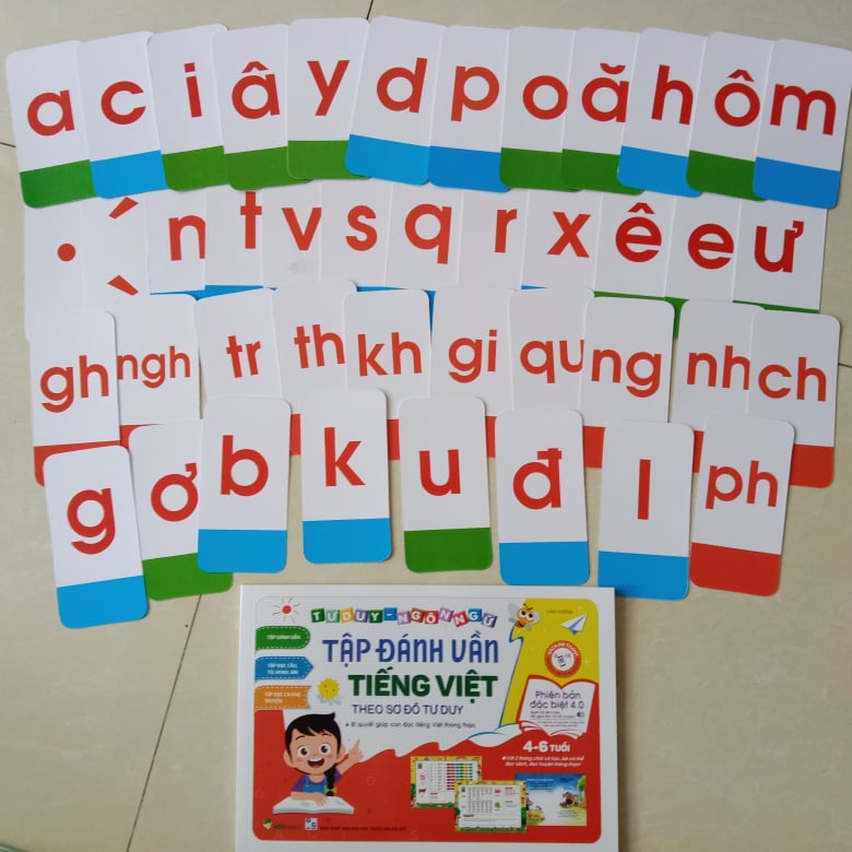 ( Tặng bộ thẻ 42 chữ đơn + chữ ghép) Đánh Vần Tiếng Việt từ 3-7 tuổi