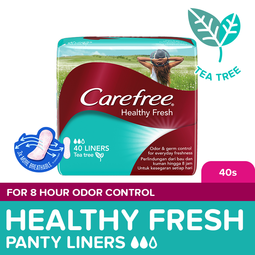 Carefree Healthy Fresh Panty Liners 40s Feminine Care, Odor Control