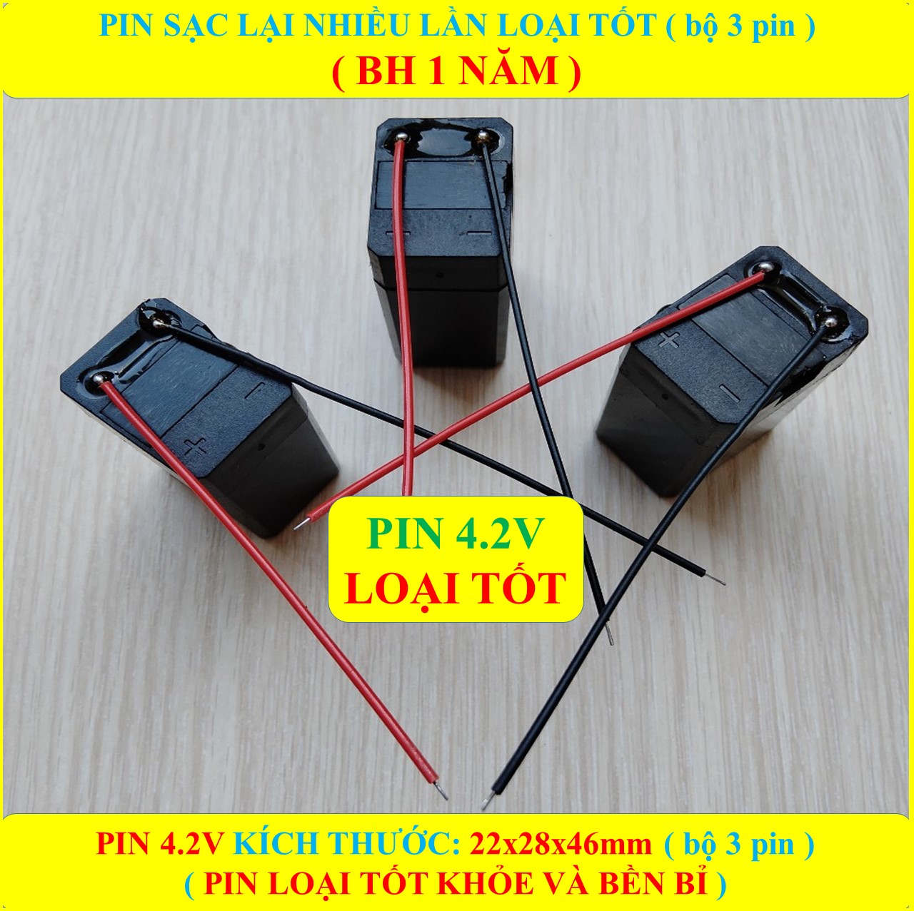 3 Pin vợt muỗi, pin lithium sạc nhiều lần 4.2V cao cấp PIPO (BH 1 NĂM) PIN LOẠI XỊN , Pin khỏe và bền bỉ hỗ trợ hàn dây vào pin sẵn sàng