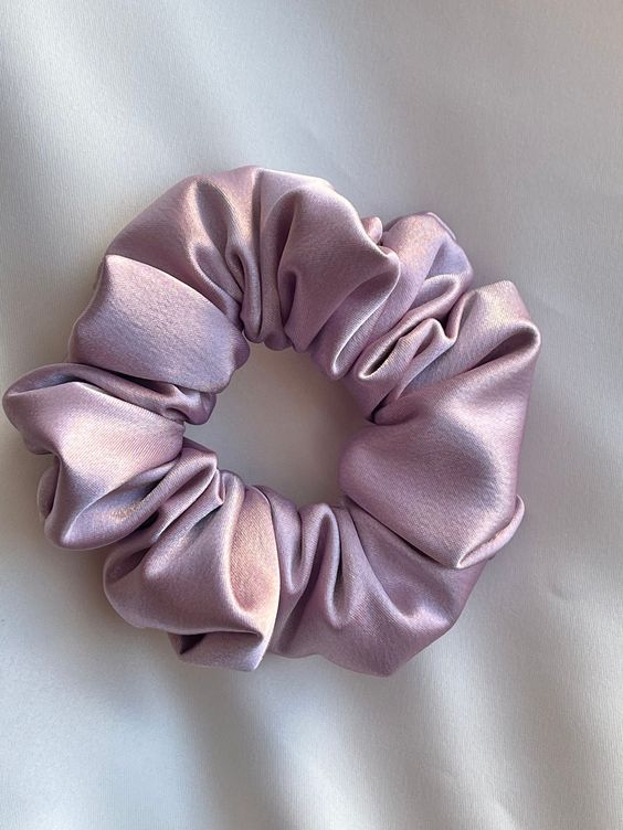 Dây cột tóc vải scrunchies lụa cao cấp màu tím - violet, nhiều size