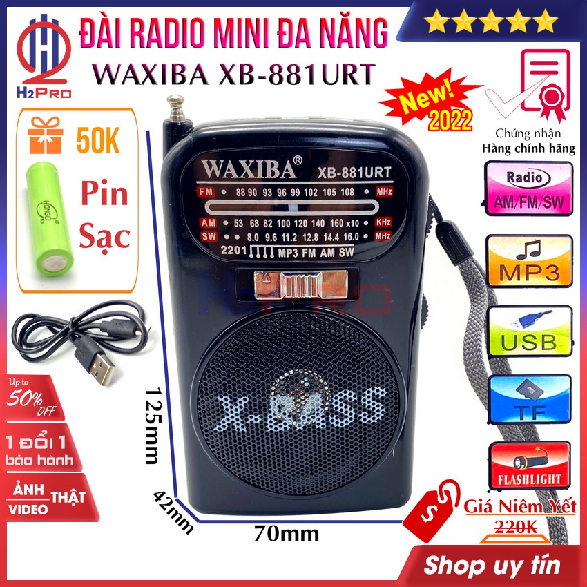 Đài radio FM-AM-SW WAXIBA XB-881URT H2Pro đa năng-Nhạc Mp3 USB Thẻ nhớ thumbnail