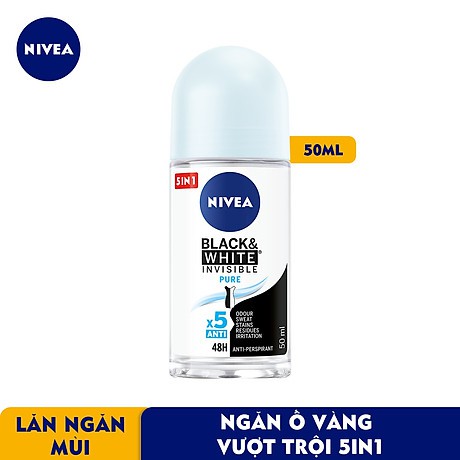 [HCM]Lăn khử mùi Nivea Invisible For Black & White 50ml - NỮ