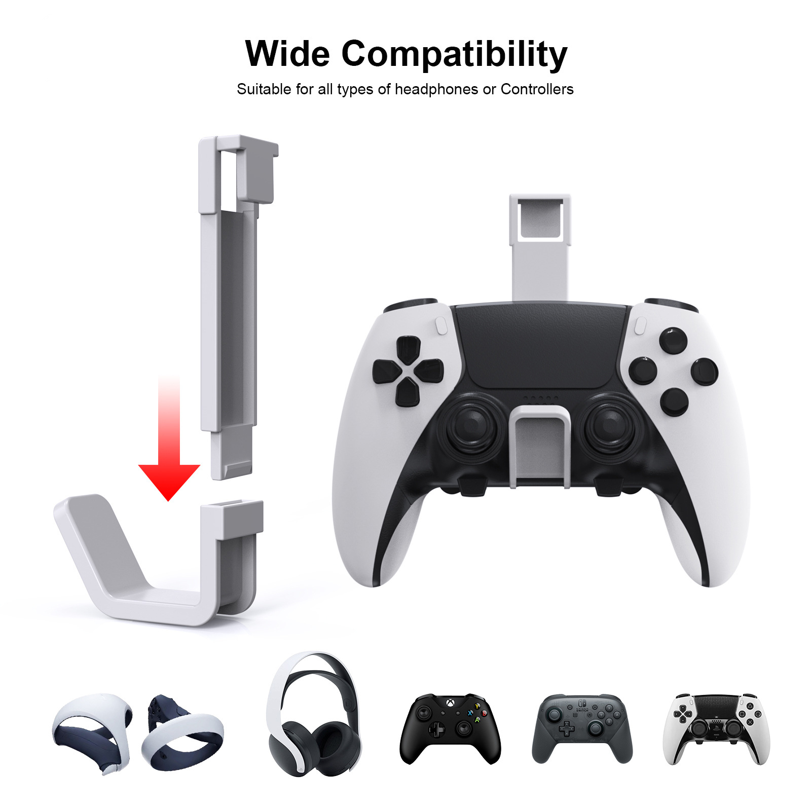 2Pcs Grip Headset Hook New For PS5 Slim Grip Hook Compatible with All PS5 Consoles
