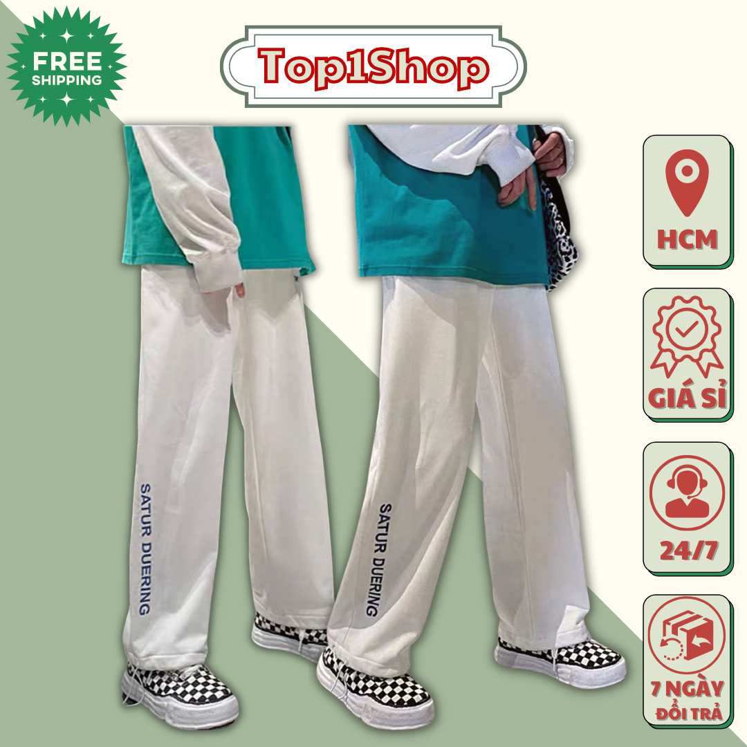 Quần ống rộng SATUR Chất nỉ bông cao cấp có dây rút gấu quần mặc được 2 kiểu suông và jogger- đủ size dành cho nam nữ mặc nhà,đi làm,đi học phong cách đường phố siêu ngầu - Top1shop S0