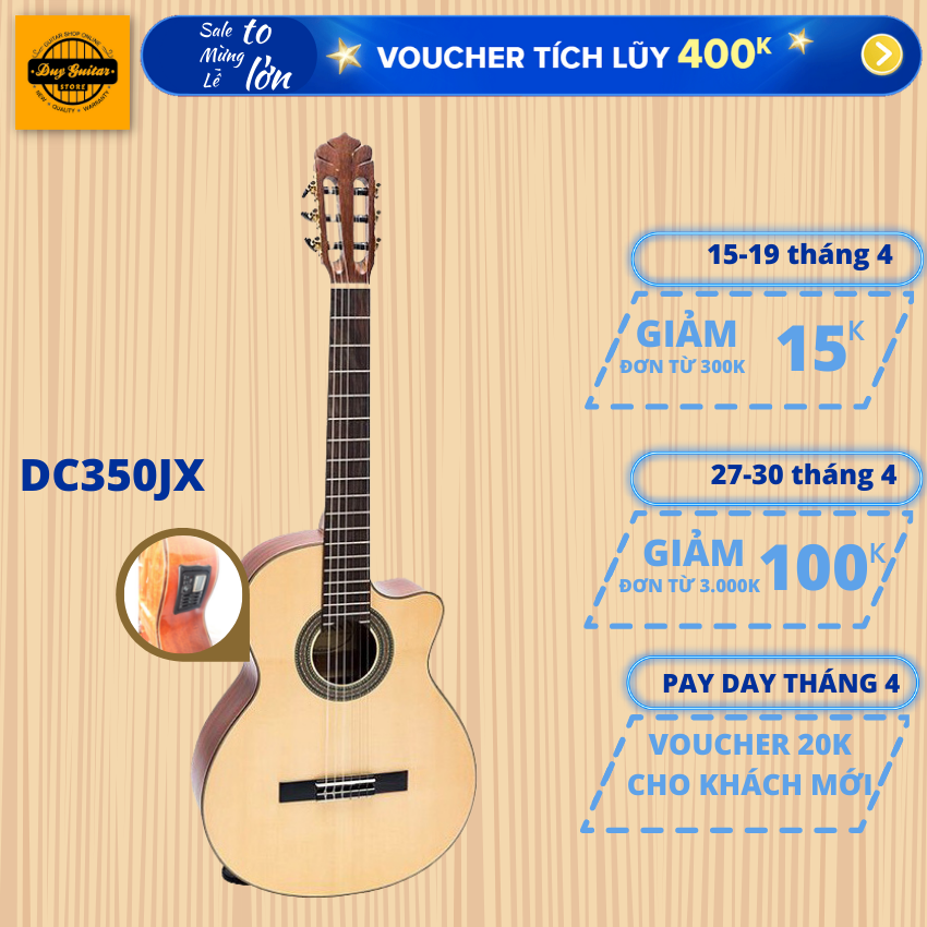 Đàn guitar classic DC350JX Duy Guitar Store dáng khuyết có EQ MET B12 âm thanh tốt chất lượng cao