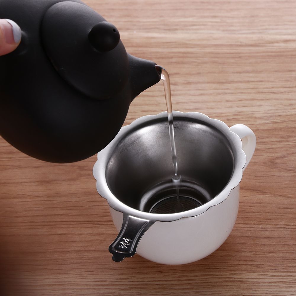 NALIANG Kungfu Funnel Stainless Steel Fine Mesh Leaf Filter Tea Strainer