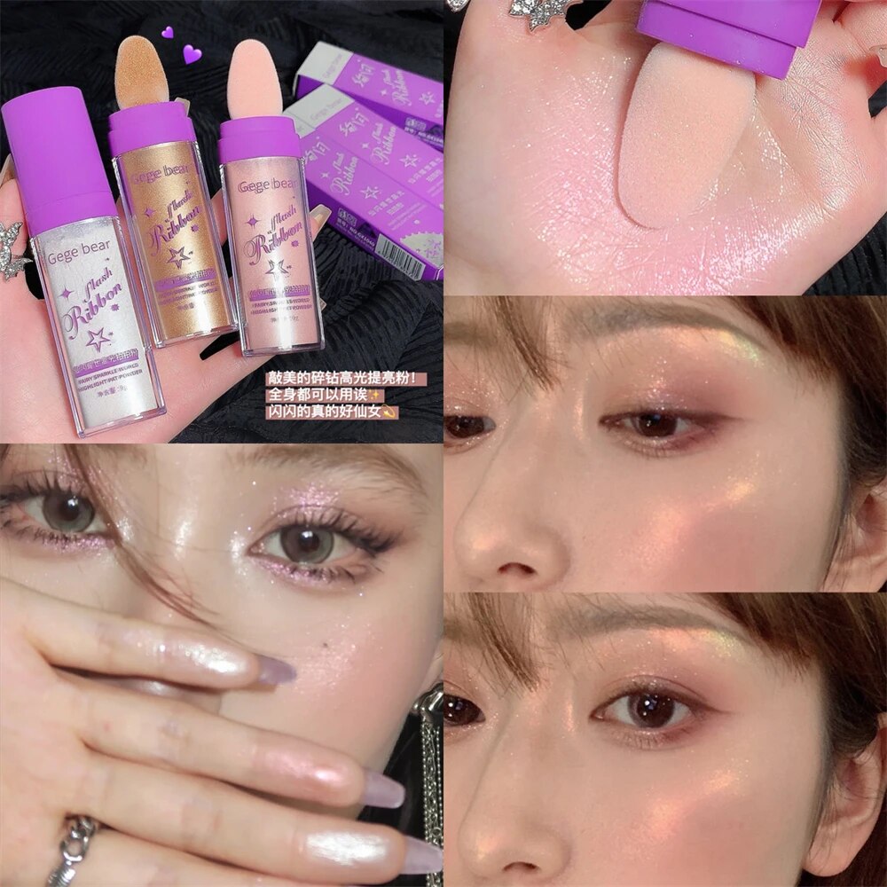 3colors Highlighter Glitter Fairy Powder Contour Shading Powder Shimmer Highlighter Stick Illuminator Makeup For Face Body. 