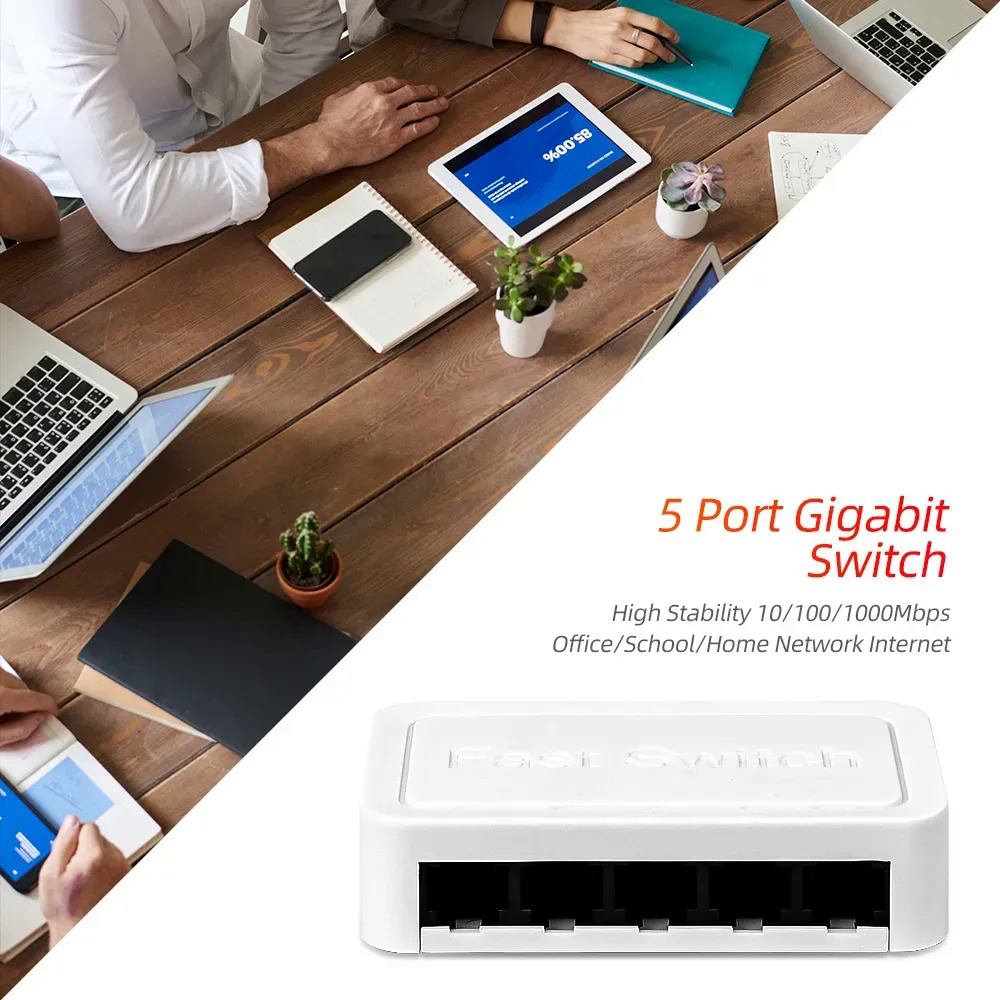 10100 1000Mbps Mini Connected Network Switch 5 Port Ethernet Switch Internet Splitter Desktop RJ45 Hub