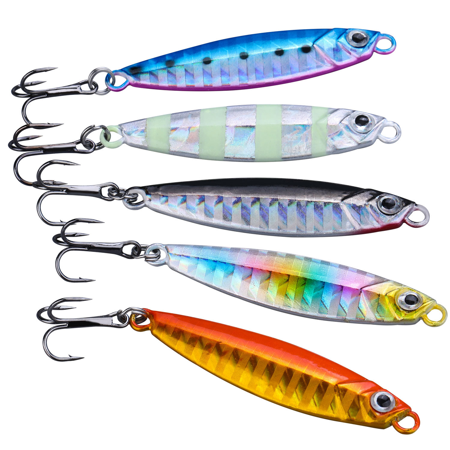 Sougayilang 5Pcs 10 Gram Micro Metal Jig Fishing Lure Slow Jigging with Barb Hook Fishing Baits Jig Baits Jigging Lures