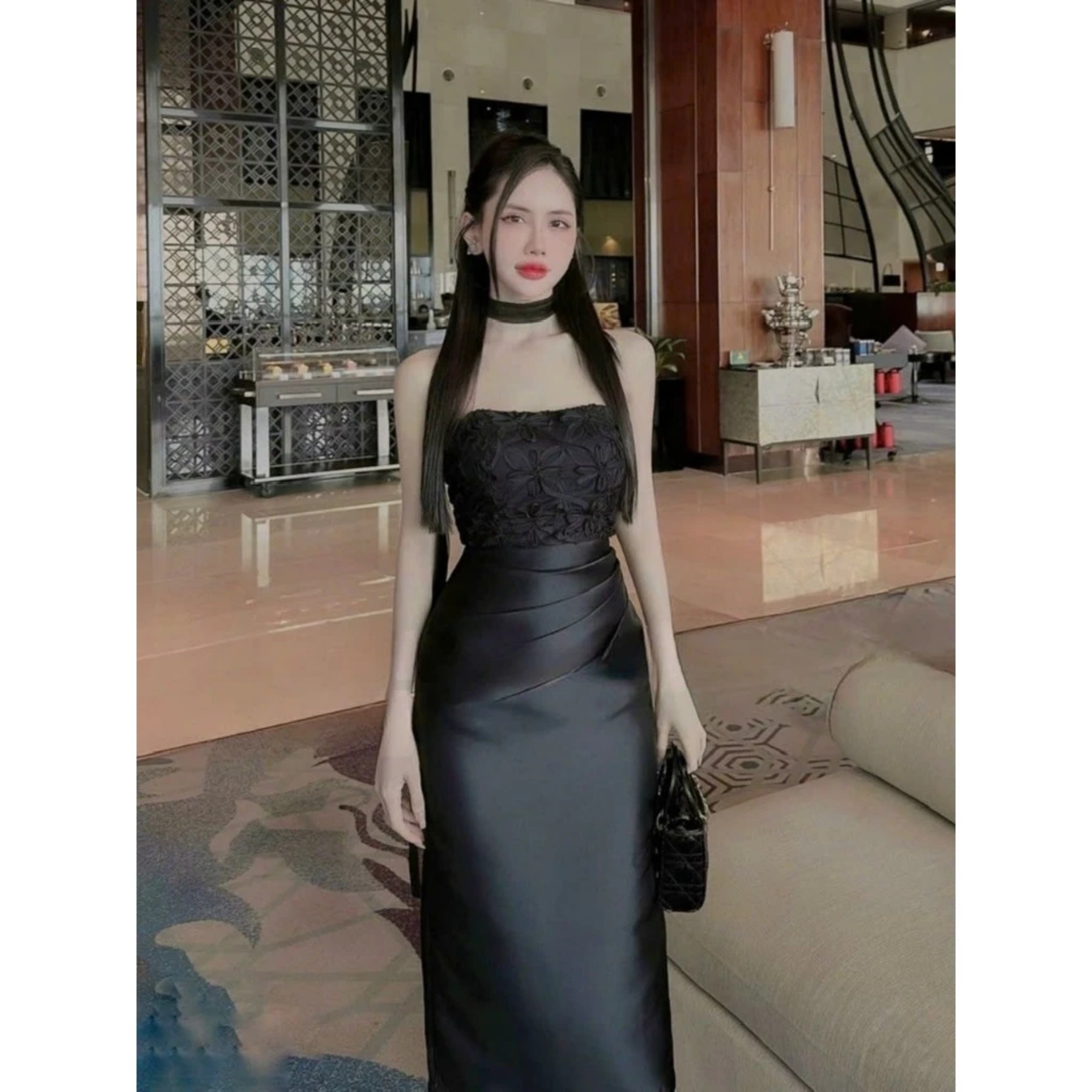 Đầm Dự Tiệc Ôm Body Phối Ren Nata BY8607