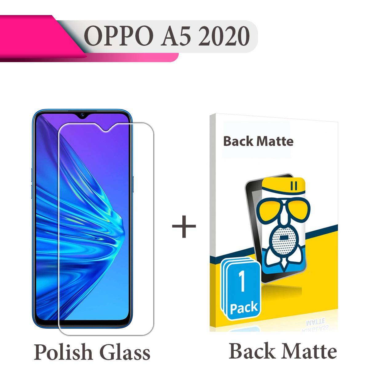 OPPO A5 2020 Tempered Glass Screen Protector Polish Glass + Back Matte Protector Soft Film Protection For Oppo A5 2020