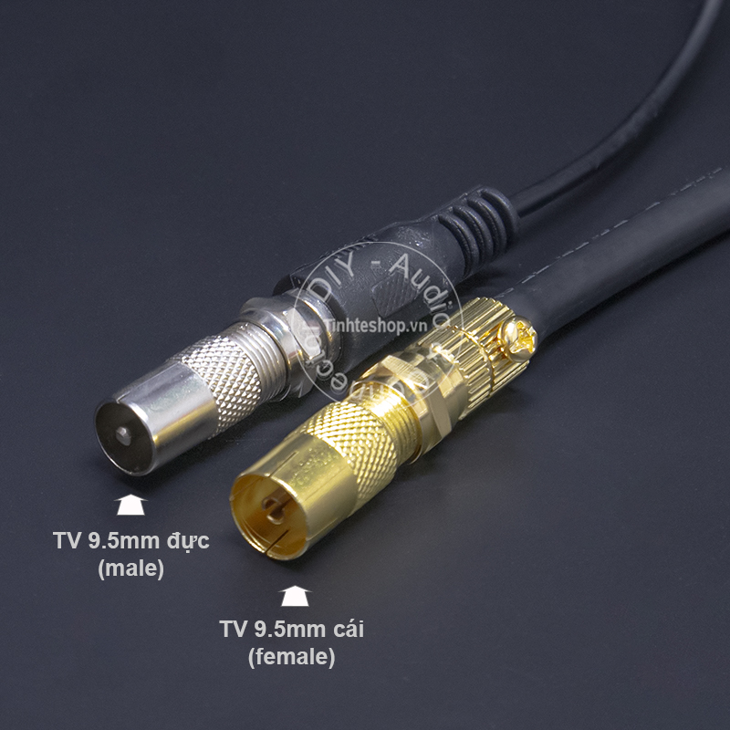 Jack cắm anten TV cổng cái kèm chuôi vặn F5 - Giắc ăng ten TV Đầu thu DVB 9.5mm