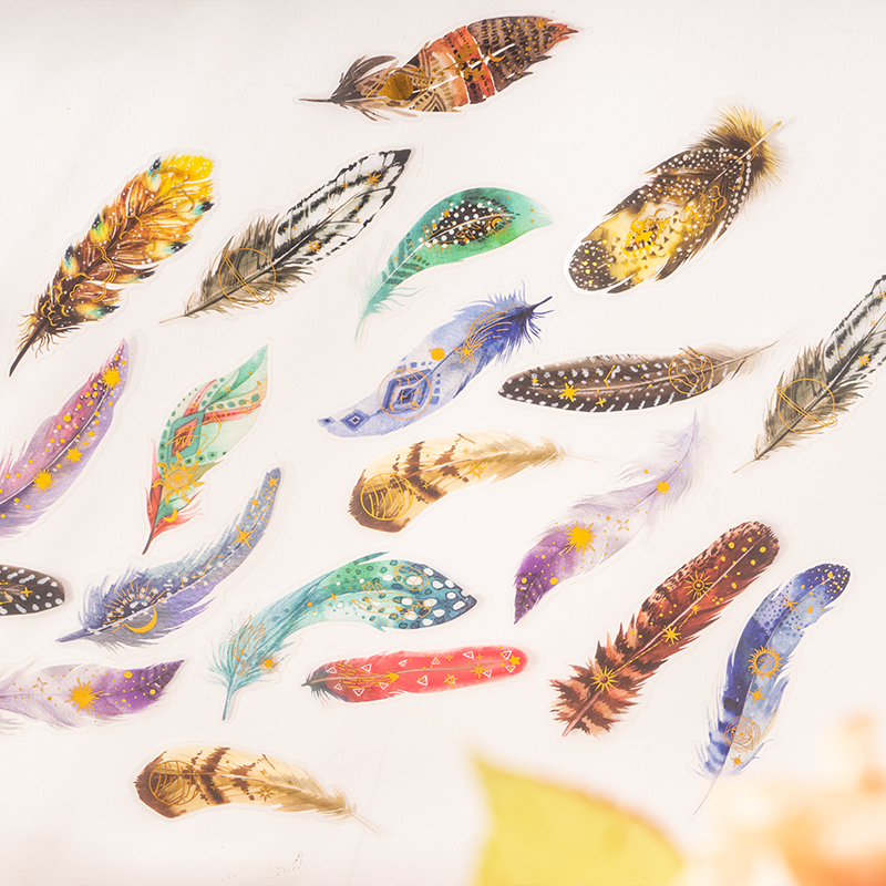 10 Pcs/lot Beautiful Feather Aesthetic Pet Labels Decorative ...