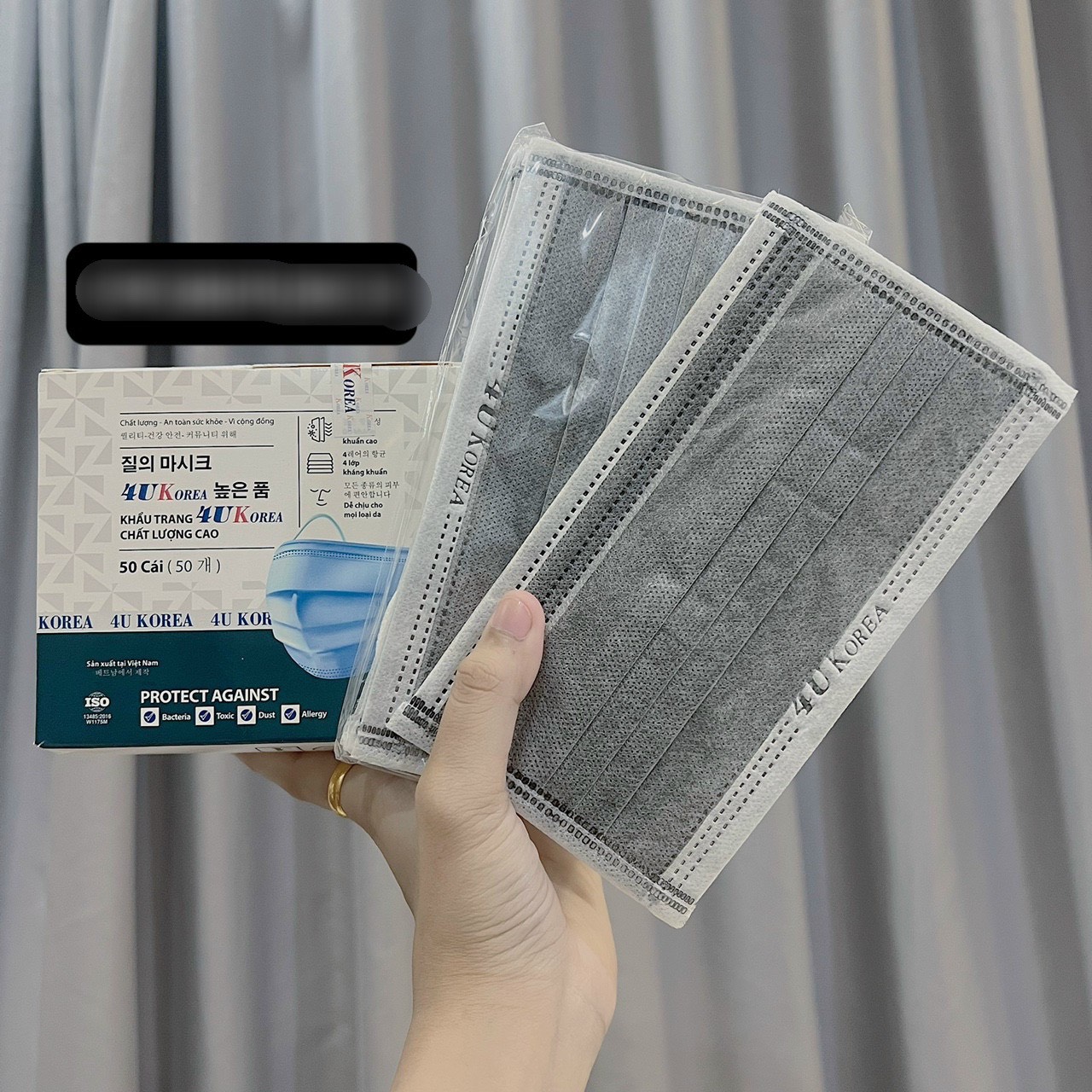 Hộp 50 chiếc khẩu trang Y tế 4UK KOREA kháng khuẩn hàng 4 lớp dày đẹp hàng xuất khẩu