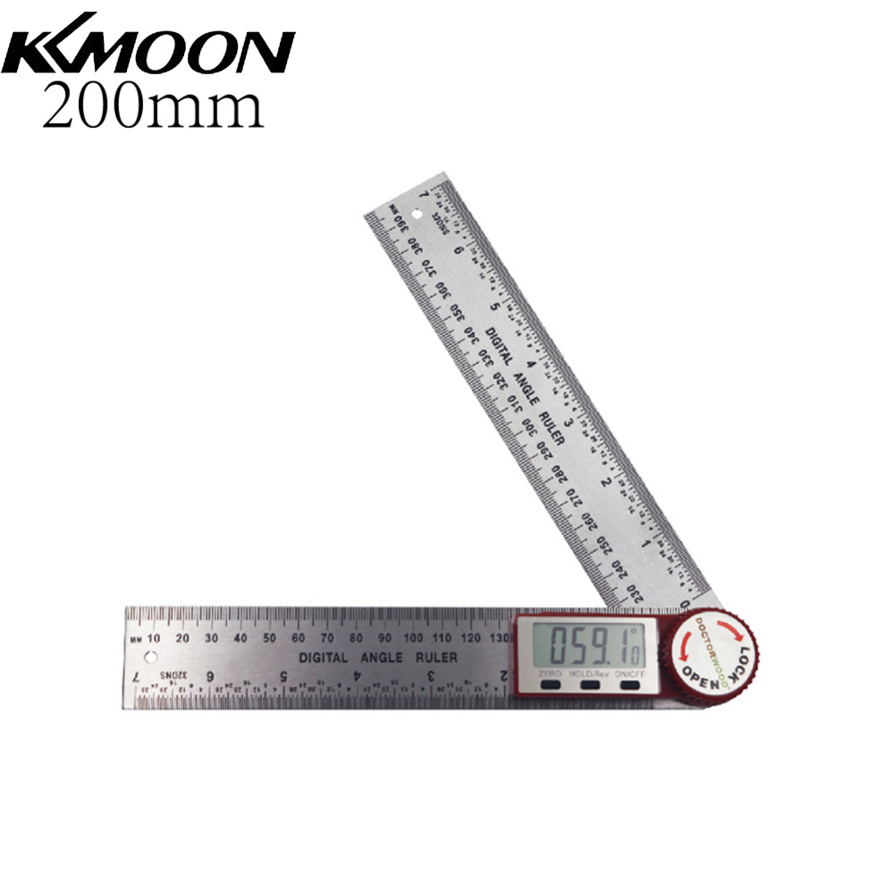 KKmoon 0200mm LCD Screen Digital Ruler Stainless Steel Multifunctional