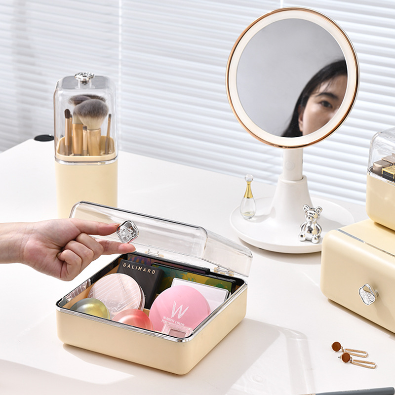 NFA Light luxury desktop cosmetics dustproof storage box Drawer type plastic storage jewelry box Student dormitory storage rack