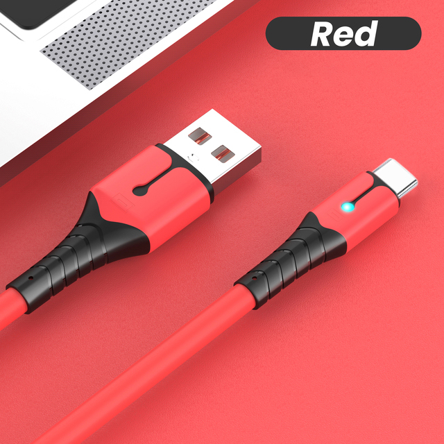 1M 5A TYPE-C liquid silicone data cable / USB Super Fast Charging Cable with light / TYPE-C Charging Cable Compatible with Huawei Xiaomi Android mobilephone