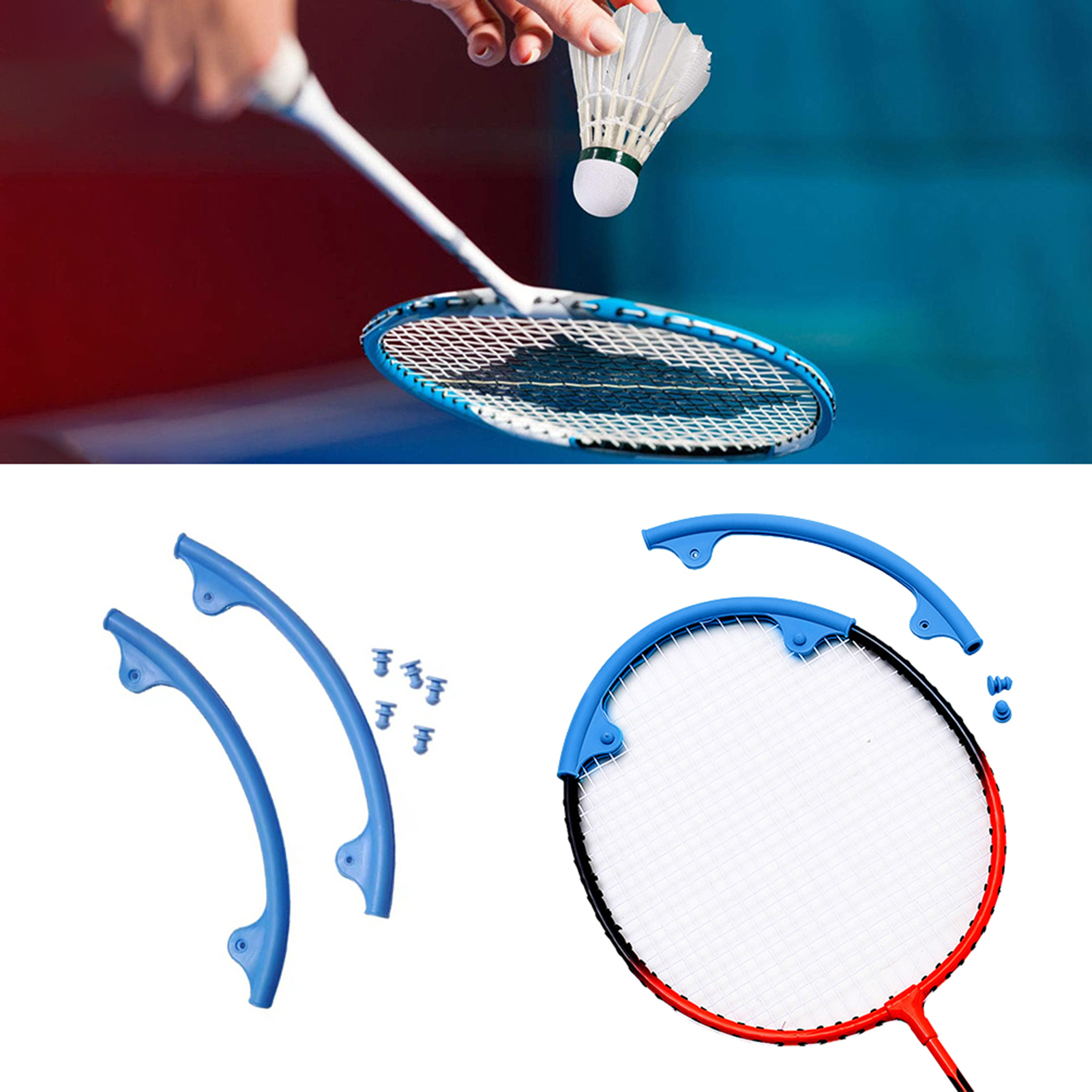 Vợt Bảo Vệ Trường Hợp Vợt thiết bị bảo vệ khung 2Pcs VỢT CẦU LÔNG Bảo Vệ Hình Chữ U Sốc Hấp Thụ khung trước Tay Áo Cho Tăng Cường Hiệu Suất