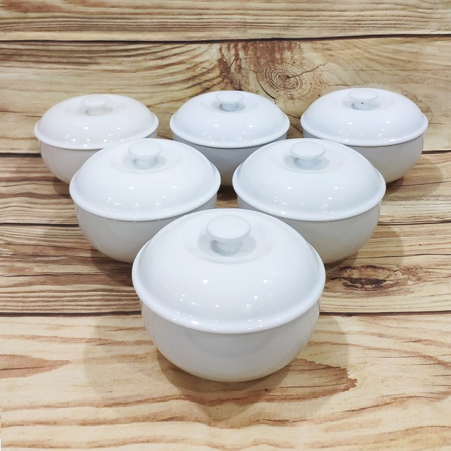 thố đựng súp sứ trắng Minh Long - thố đựng súp sứ trắng