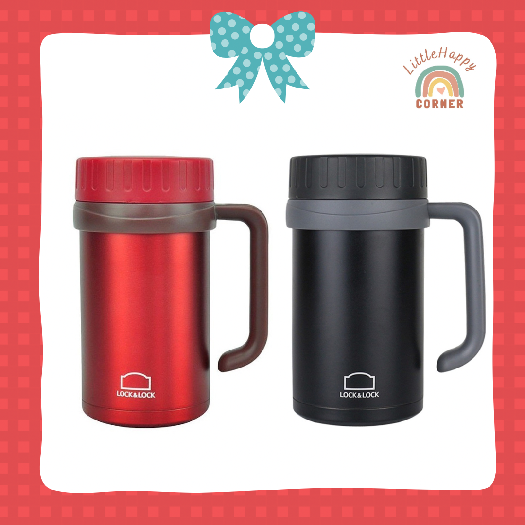 Ca Giữ Nhiệt Basic Table Mug Lock&Lock LHC9002 500ml - Đen/Đỏ - Hàng Chính Hãng