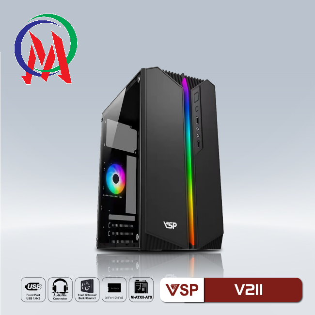 Vỏ case máy tính VSP Gaming V211 Có led RGB (mATX)
