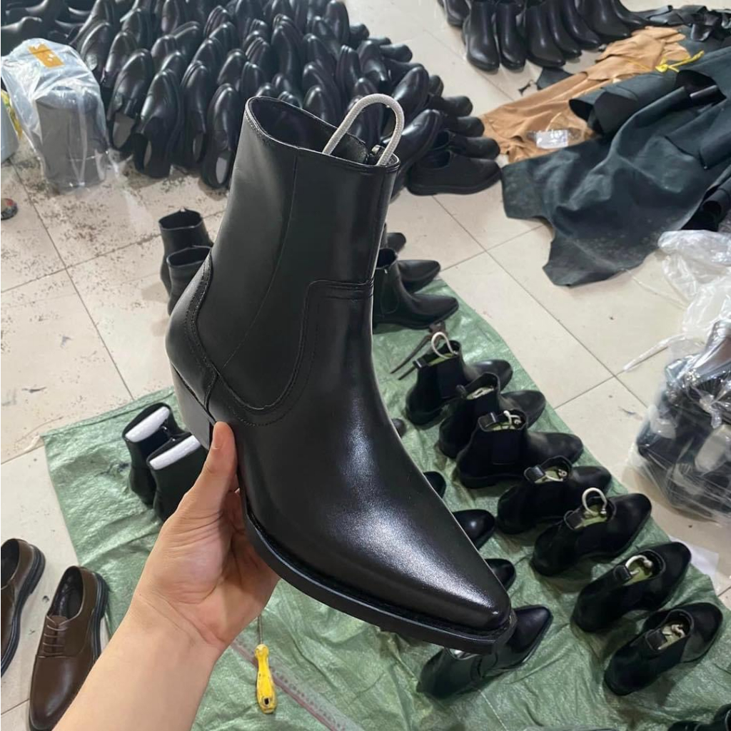 [FREESHIP] Giày Nam Santiago Khóa Zip Da Sít Chống Nhăn Đế Kép, Giày Da Nam Kiểu Dáng Công Sở Mã 1916 - Xưởng Giày Chelsea Boot