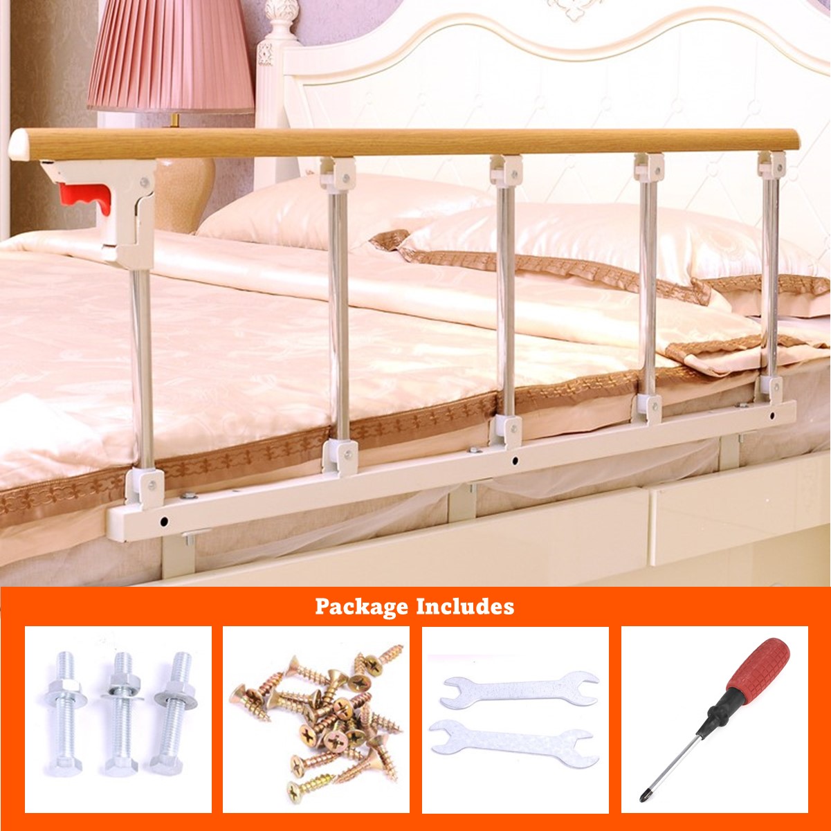 🏅Folding Bed Guardrail Bed Rail Safety Assist Handle Bed Railing Guard