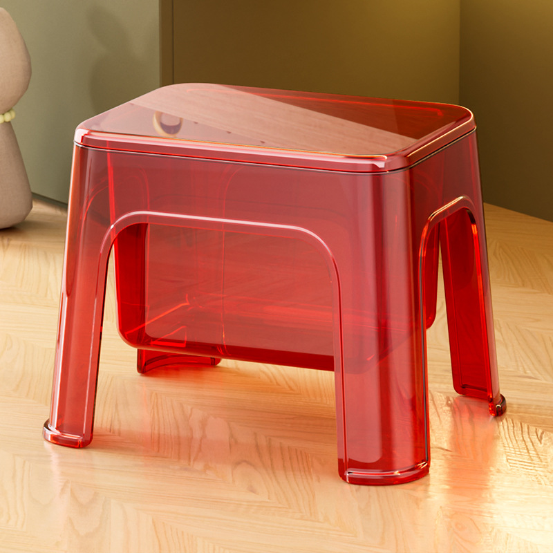 Plastic bench Storage plastic cabinet Multifunctional storage stool Transparent shoe changing stool Household thickening Storage bucket