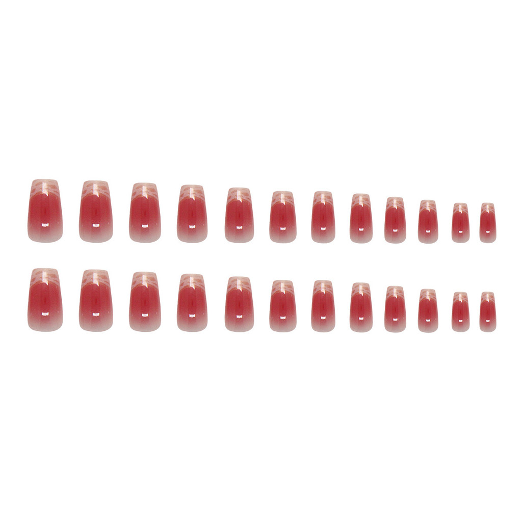 24Pcs Edge White Braided French Girl Pink Fake Nails with Glue DIY Art Design False Nails Wearable Artificial Nails. 
