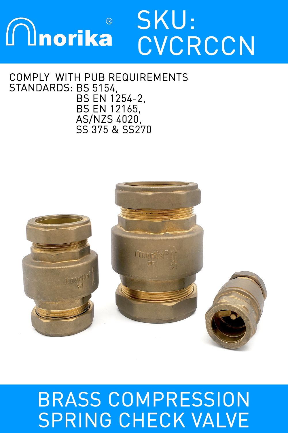 "NORIKA®" HORIZONTAL/VERTICAL BRASS CR [CXC] PN16 SPRING CHECK VALVE
