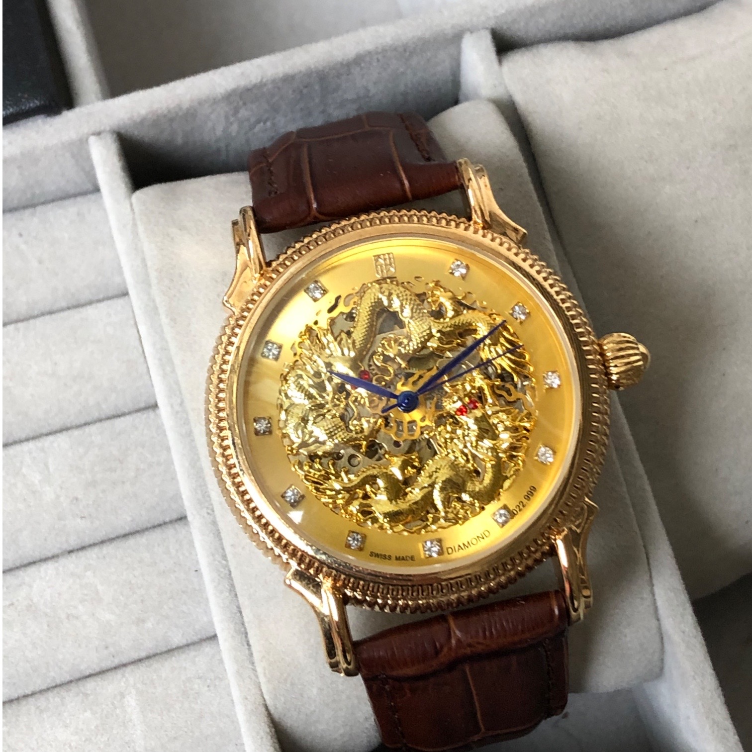 đồng hồ chạy cơ automatic song long 3d dây da thời trang