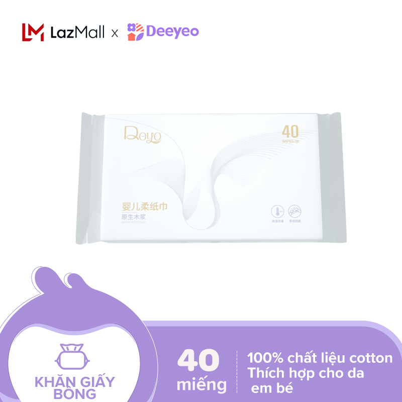 Deeyeo Khăn giấy siêu mềm phù hợp cho làn da trẻ em, dùng tẩy trang cho da nhạy cảm(40pcs) - INTL thumbnail