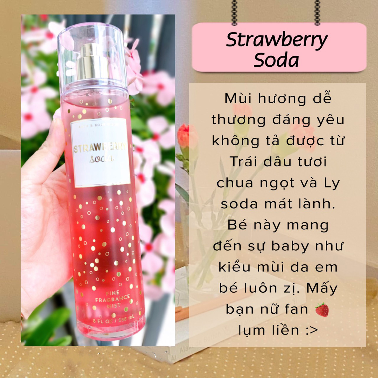 Xịt Thơm Toàn Thân Strawberry Soda Bath and Body Works | Xịt thơm Body mist Strawberry Soda Bath and Body works