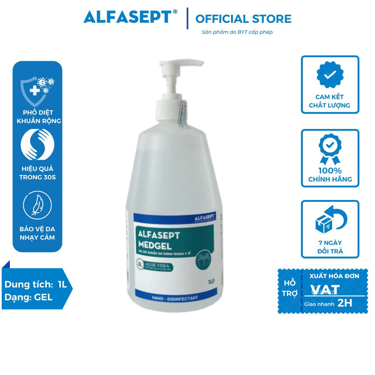 Gel rửa tay sát khuẩn Alfasept Med Gel 1L - Dạng gel rửa tay nhanh thumbnail