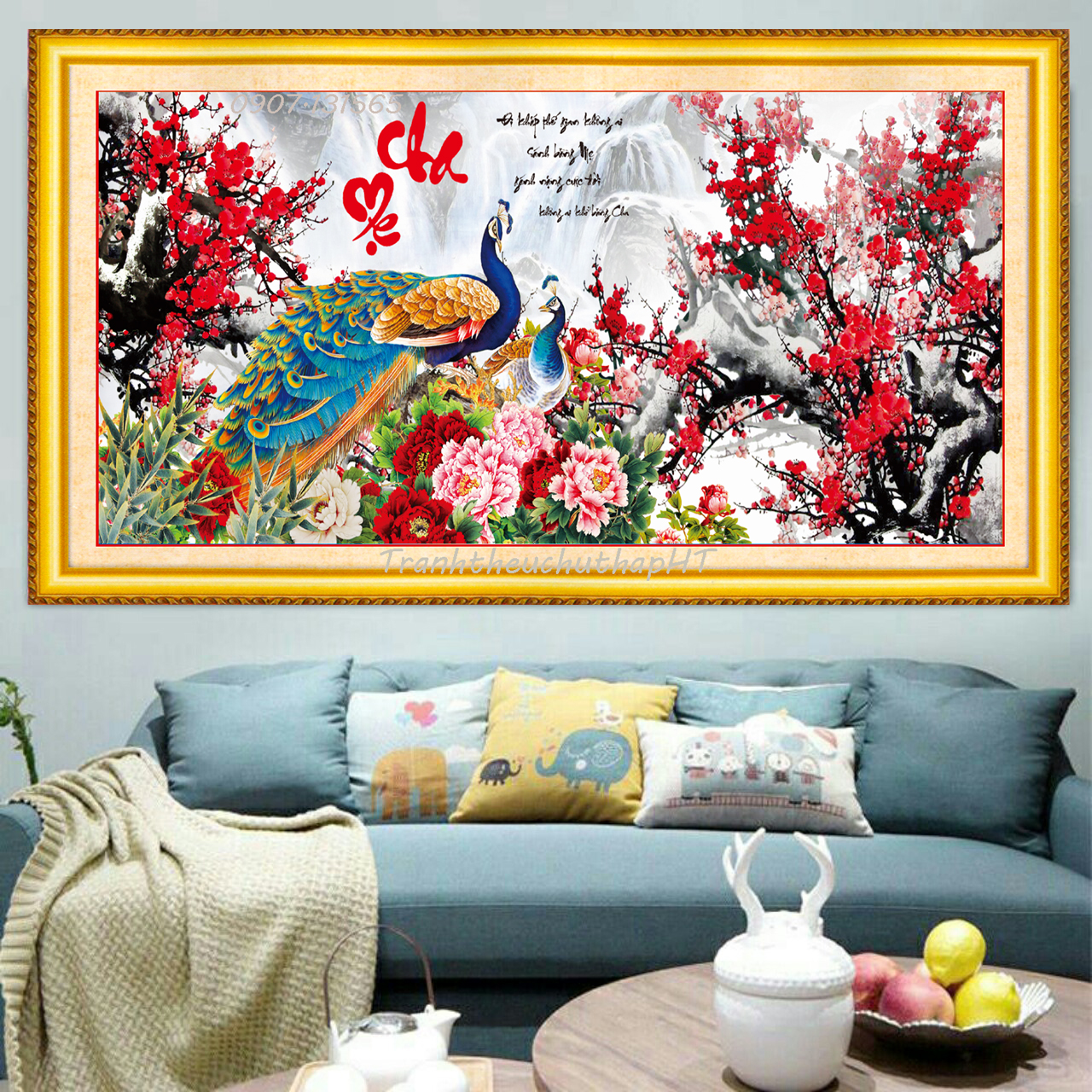[HCM]Tranh đính đá cha mẹ 100*50cm - tự đính