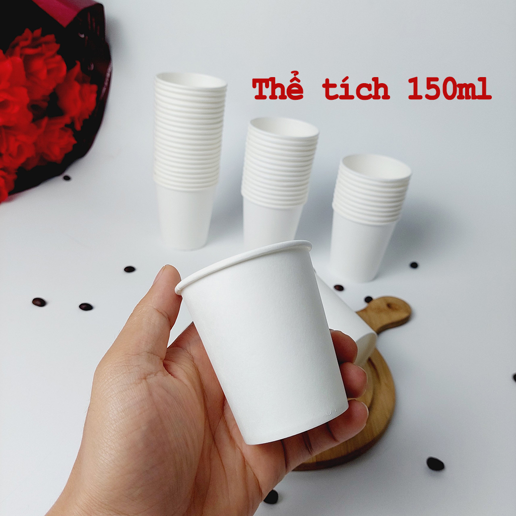 50 cốc giấy 150ml - 5oz ly giấy NHẬP KHẨU HÀN QUỐC cao cấp