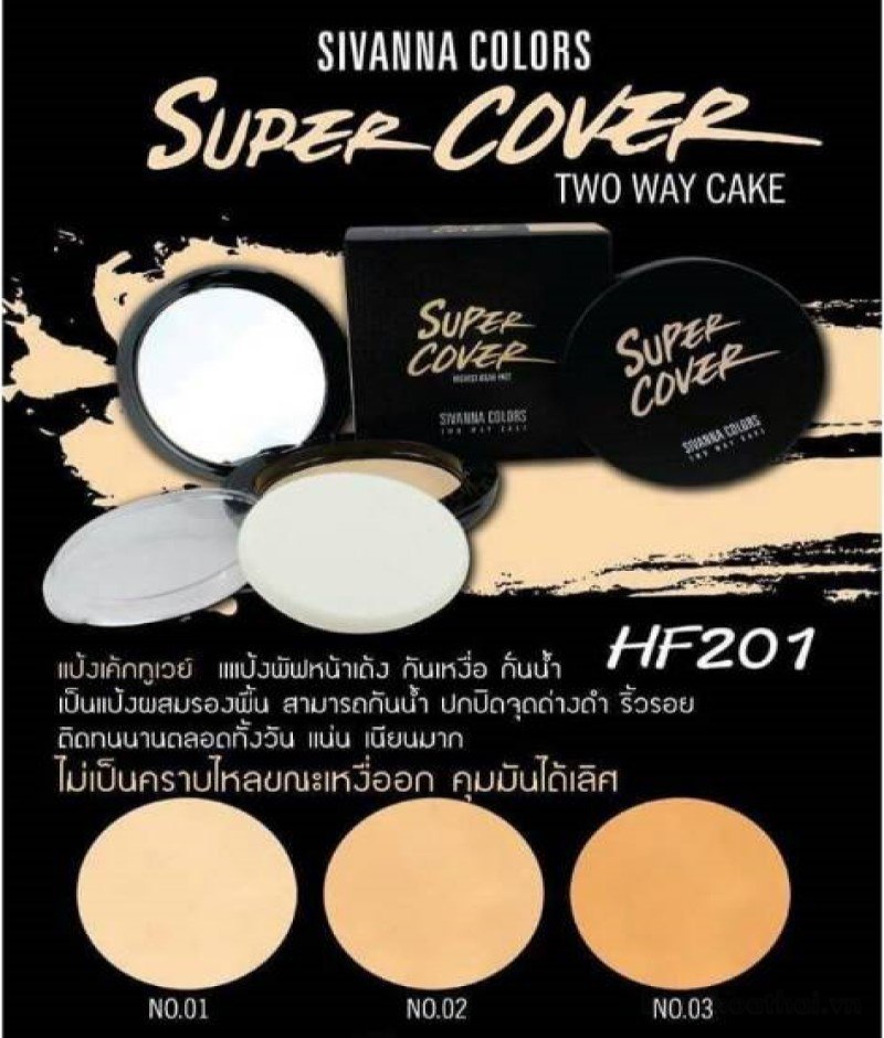 Phấn nền dạng nén Sivanna Colors Super Cover Two Way Cake HF201 Thái Lan