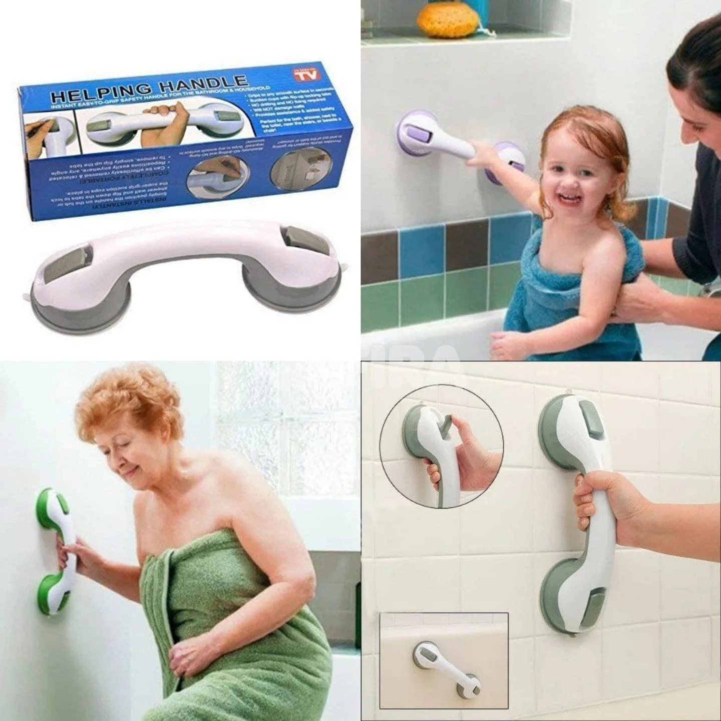 2PCS Helping Hand Tool, Bathtub Handle,Suction Bathroom Grab Rails ...