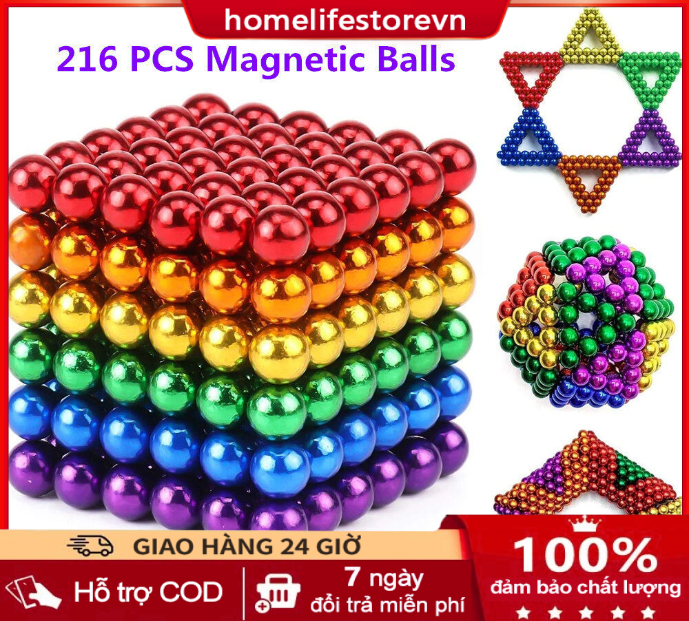 ⚡Miễn Phí Vận Chuyển⚡ Nam châm Buckyballs 5mm 8 màu 216 viên – Rainbow 8 màu 5mm Thiết kế tiện dụng Kích thích khả năng sáng tạo