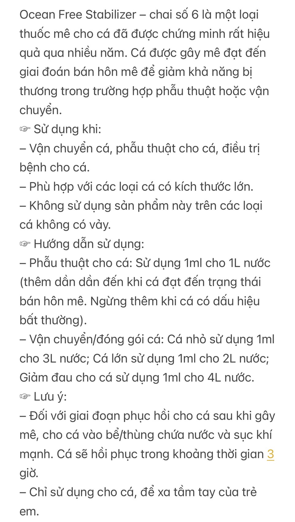 Chai Số 6 Cho Cá Rồng (Gây Mê Cho Cá )