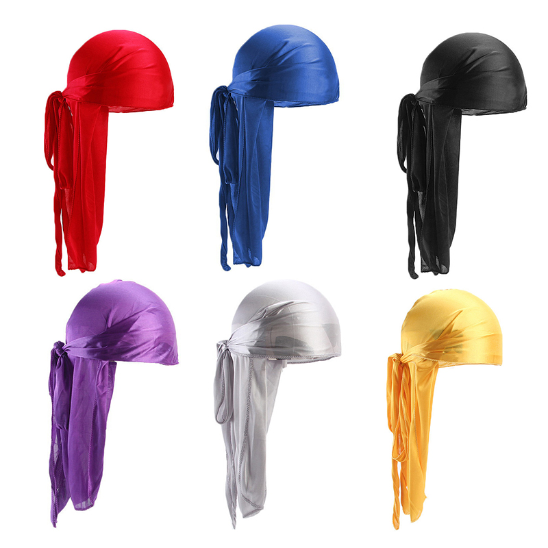 Men's Silky Durags Bandanas Turban Hat Wigs Satin Durag Biker Headwear ...