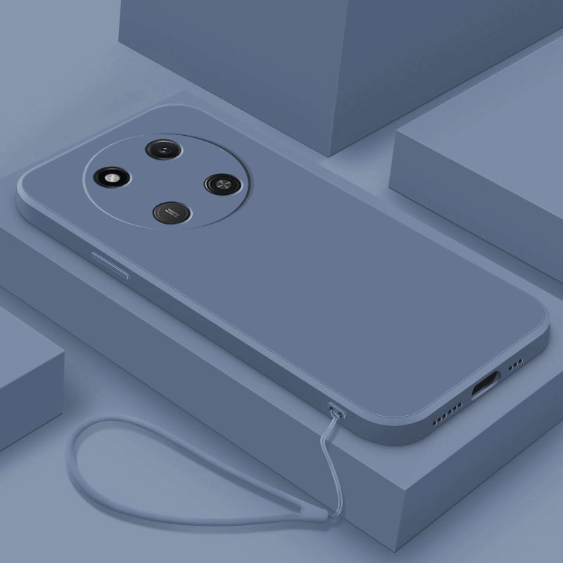Honor X9C 5G X9C Straight Edge Liquid Silicon Rubber Case + Lanyard Matted TPU Casing Strap Shockproof Cover. 