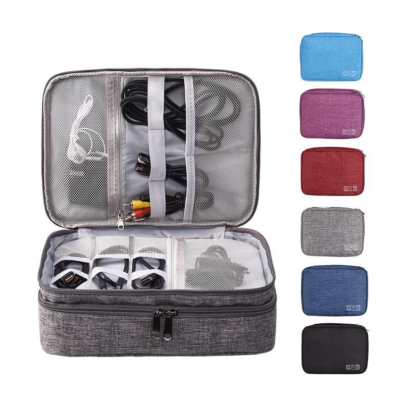 Multifunctional electronic storage bag Polyester material Data cable storage bag Large-capacity waterproof storage bag Portable cosmetic storage bag Organize the storage bag Multifunctional bag Waterproof bag washing bag