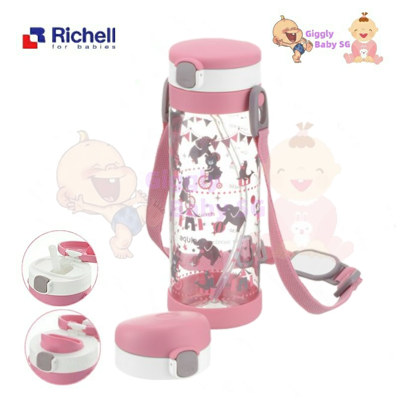RICHELL AQULEA 450ml Clear Water Bottle (Straw Direct Drink