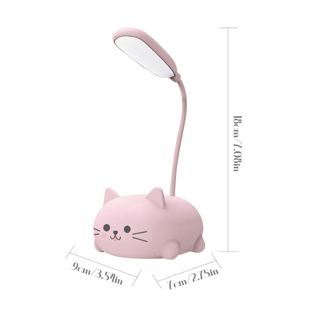 【New Arrival】USB Student Learning Light Foldable Cute Cat Portable Lamp Rechargeable 400mAh Adjustable Gooseneck Kids Gifts for Bedroom Office