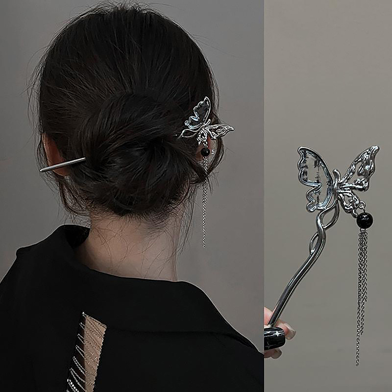 Retro Elegant Ancient Style Butterfly Tassel Hair Stick For Women Girls Classical Hairpin Chinese Cheongsam Hair Accessories.