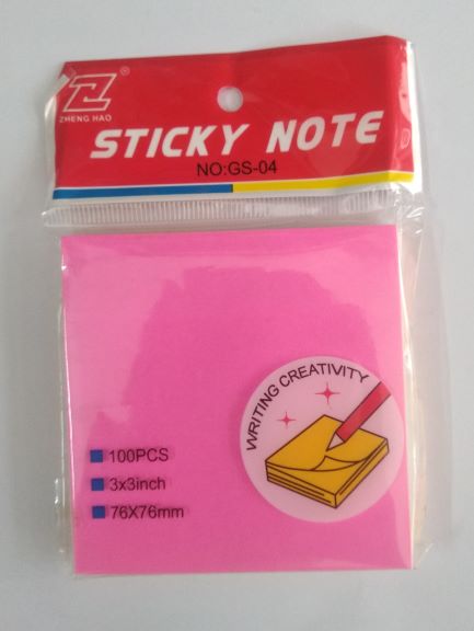 Giấy ghi chú, note 5 màu Sticky note GS-04 (3X3 inch), Xấp 100 tờ