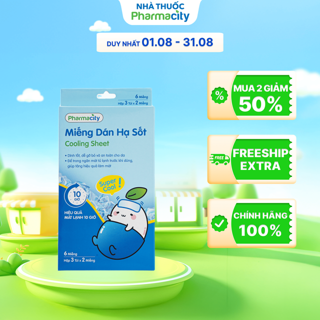 Miếng dán hạ sốt cho bé Pharmacity (Hộp 6 miếng)